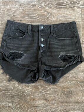 We the Free Romeo rolled cut-off denim shorts black size 30